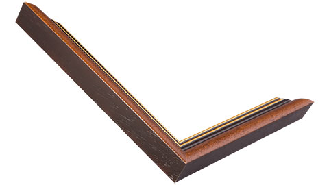 24mm Wide, Walnut (with 2 Gold Lines On The Inner Edge) Wood Stain Frame (MLDA164)