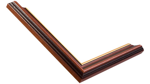 25mm Wide, Mahogany (With Gold Inner Edge) Wood Stain Frame (MLDA305)