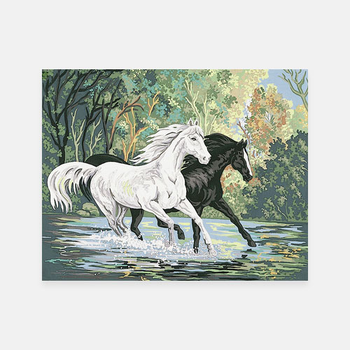 Crossing the river tapestry canvas