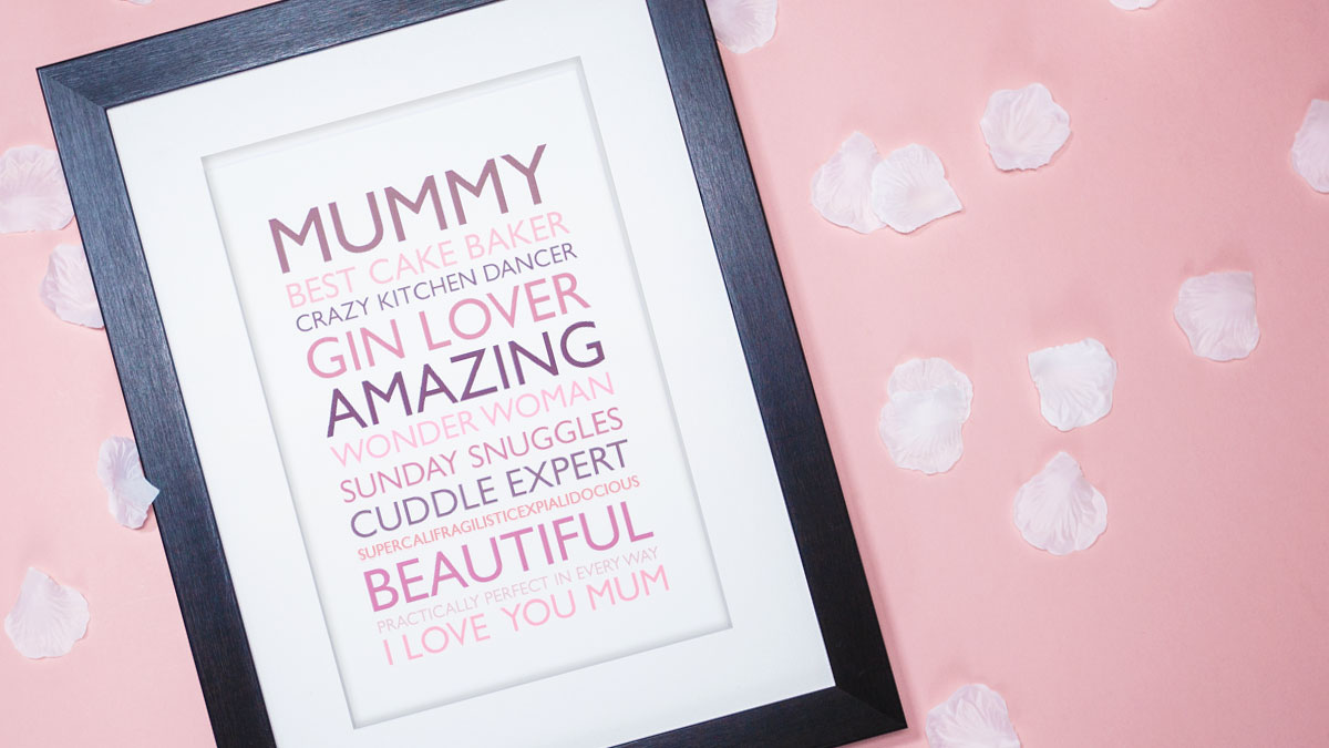 Framed word art, amazing mum