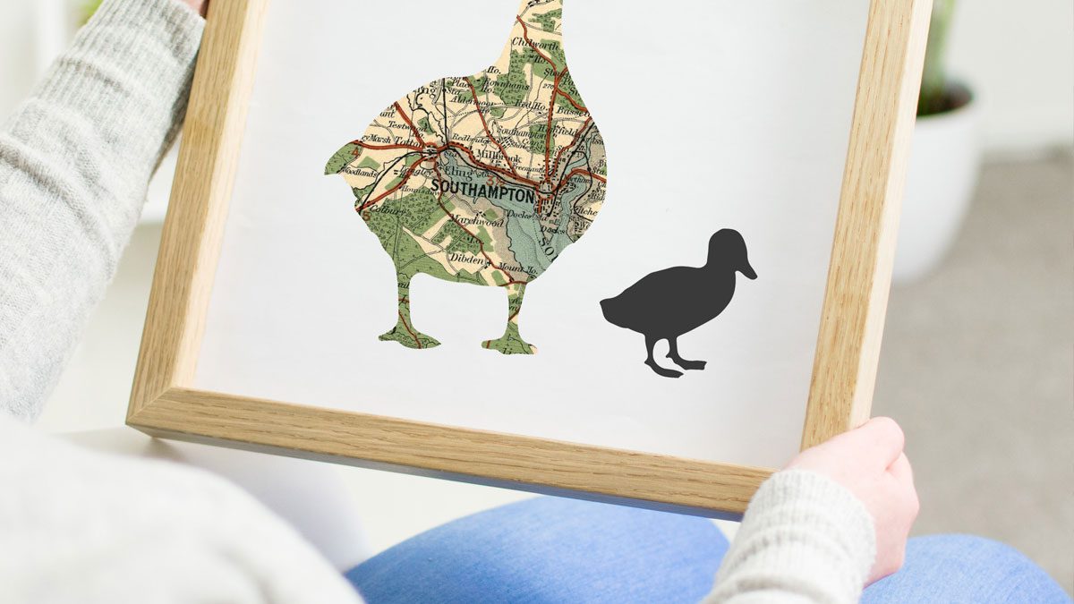 Atlas & I Duck Print with Oak Frame