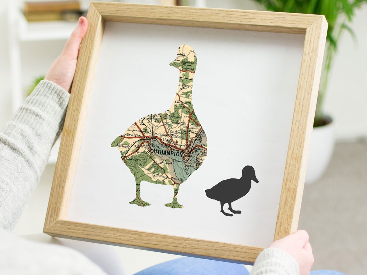 Atlas & I Duck Print with Oak Frame