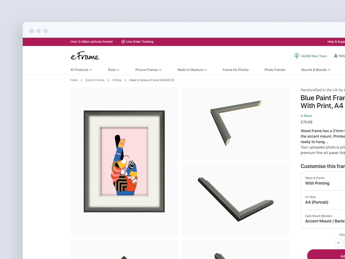 Online framing website - eFrame