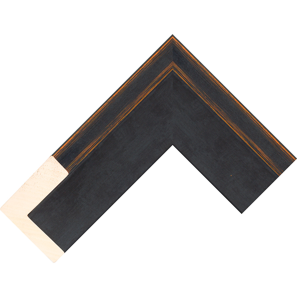 18mm Wide, 43mm Deep, Black/Orange Wood Paint Canvas Frame (MLDA2208)