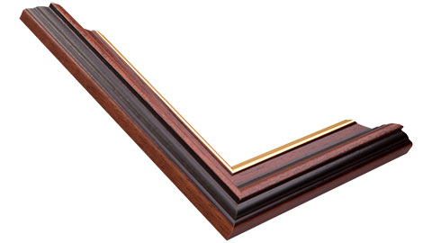 35mm Wide, Walnut (with A Gold Inner Edge) Wood Stain Frame (MLDA303)