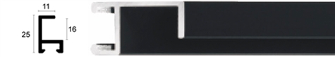 11mm Wide, Black Aluminium Matt Frame (MLDAA066)