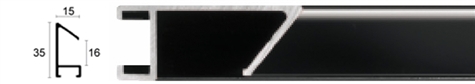 15mm Wide, Black Aluminium Shiny Frame (MLDAA061)