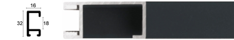 16mm Wide, Black Aluminium Matt Frame
