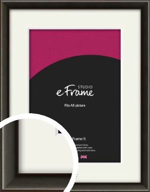 Slim Modern Painted Black Picture Frame & Mount, A5 (148 x 210mm) Slim Modern Painted Black Picture Frame & Mount, A5 (148 x 210mm) (VRMP-595-M-A5)
