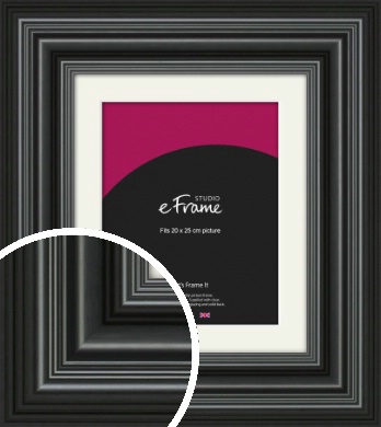 Imposing Grooved Black Picture Frame & Mount, 20 x 25cm (8 x 10 Imposing Grooved Black Picture Frame & Mount, 20 x 25cm (8 x 10