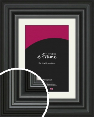 Imposing Grooved Black Picture Frame & Mount, 20 x 30cm (8 x 12 Imposing Grooved Black Picture Frame & Mount, 20 x 30cm (8 x 12