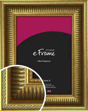 Chevron & Line Patterned Gold Picture Frame, A3 (297 x 420mm) Chevron & Line Patterned Gold Picture Frame, A3 (297 x 420mm) (VRMP-562-A3)
