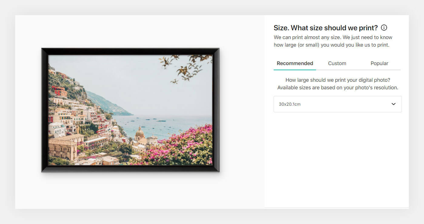 Customising the size to fit your picture