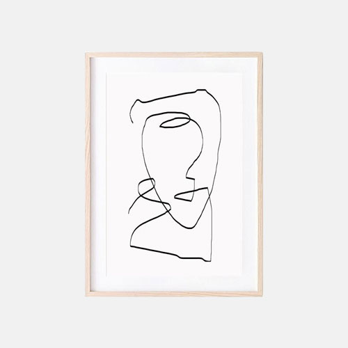 Printable line drawing of face